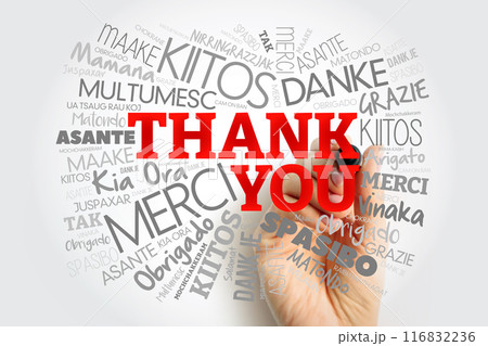 Thank You word cloud in different languages, concept background with marker Thank You word cloud in different languages, concept background with marker 116832236