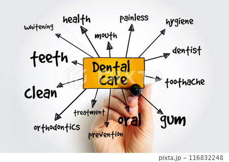 Dental care mind map with marker, health concept for presentations and reports Dental care mind map with marker, health concept for presentations and reports 116832248