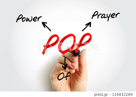 POP - Power Of Prayer acronym with marker, concept background POP - Power Of Prayer acronym with marker, concept background 116832269