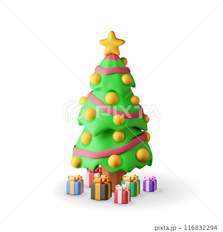3D Christmas tree decorated 116832294