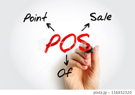 POS - Point of Sale acronym, business concept background POS - Point of Sale acronym, business concept background 116832320