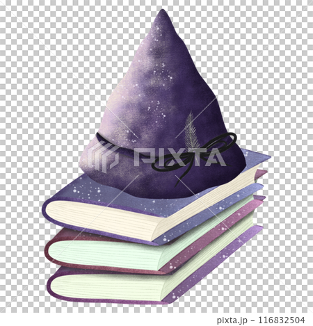 Set of witchcraft items. Collection of witchy magic equipment. Set of hand drawn illustrations. Halloween, Ghosts, potion, cat, hat, spider, web, grave. 116832504