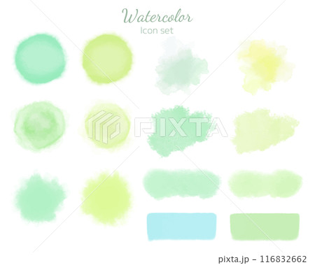 水彩テクスチャのアイコンセット　グリーン系 116832662