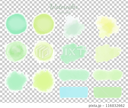 水彩テクスチャのアイコンセット　グリーン系 116832662