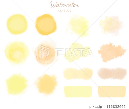 水彩テクスチャのアイコンセット オレンジ系 水彩テクスチャのアイコンセット オレンジ系 116832663