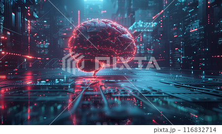 脳、AI、テクノロジーの3Dイメージ 116832714