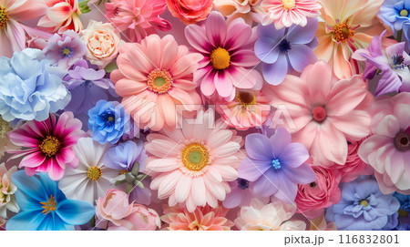 花のパステル画宙花 アジサイでかくれんぼ・6月の誕生花・手まり紫陽花・なかよし