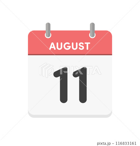 8月11日･August 11の日めくりカレンダーのアイコン - 8/11の日付入りの暦のデザイン素 116833161