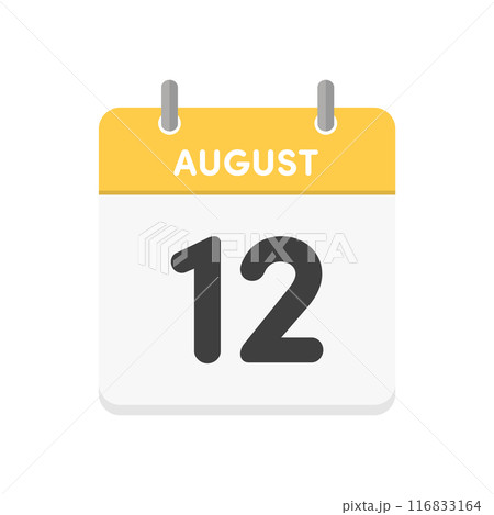 8月12日・August 12の日めくりカレンダーのアイコン - 8/12の日付入りの暦のデザイン素 8月12日・August 12の日めくりカレンダーのアイコン - 8/12の日付入りの暦のデザイン素 116833164
