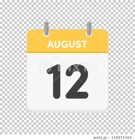 8月12日・August 12の日めくりカレンダーのアイコン - 8/12の日付入りの暦のデザイン素 8月12日・August 12の日めくりカレンダーのアイコン - 8/12の日付入りの暦のデザイン素 116833164
