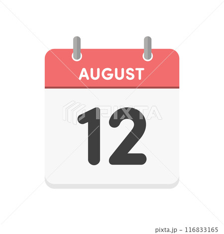 8月12日・August 12の日めくりカレンダーのアイコン - 8/12の日付入りの暦の素材 8月12日・August 12の日めくりカレンダーのアイコン - 8/12の日付入りの暦の素材 116833165