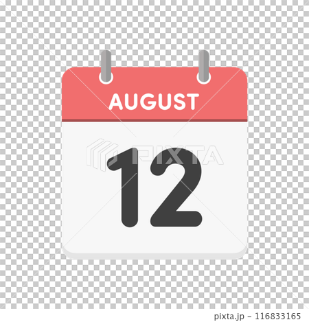 8月12日・August 12の日めくりカレンダーのアイコン - 8/12の日付入りの暦の素材 8月12日・August 12の日めくりカレンダーのアイコン - 8/12の日付入りの暦の素材 116833165