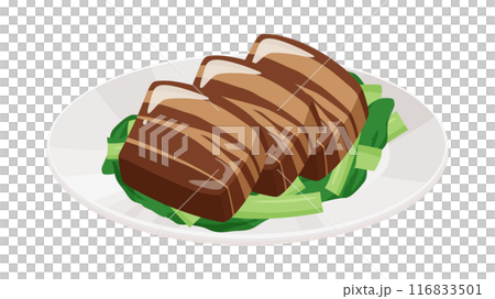 紅燒肉放在盤子裡的圖解 116833501