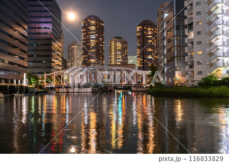 《東京都》ベイエリアのタワーマンション夜景 116833829