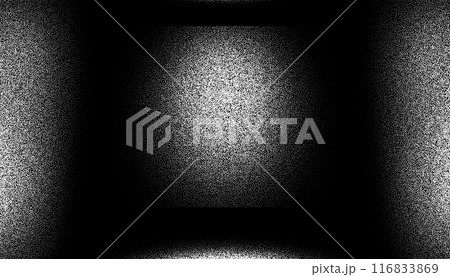 Abstract dark room with lights in retro dotwork style 116833869