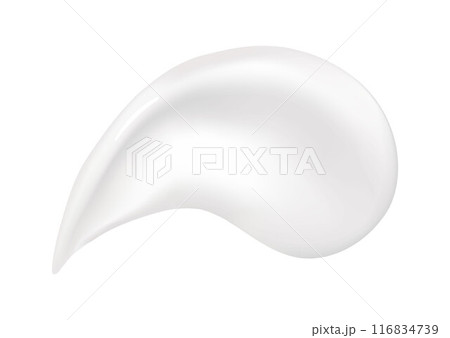 White cream. Realistic creamy or lotion texture, gel blob, shower gel, shaving foam isolated. Vector illustration for your design. 116834739
