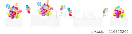 Holiday banners with colorful balloons 116835263