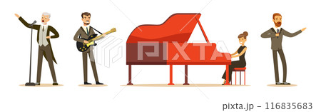 People Musician and Singer Performing on Stage Vector Set 116835683