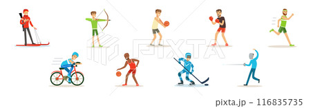 Athletic Man Character Enjoy Sport Activity Vector Set Athletic Man Character Enjoy Sport Activity Vector Set 116835735