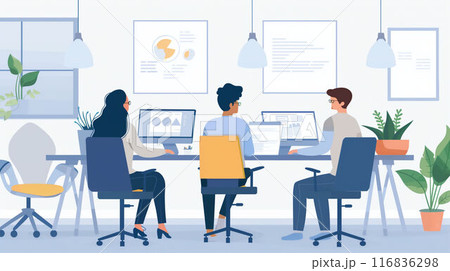 Group of business people team meeting in modern office working design planning and ideas concept 116836298