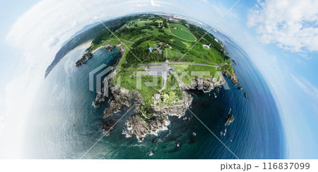 空撮「青森県」ドローンで上空から葦毛崎展望台付近を撮影 種差海岸 空撮「青森県」ドローンで上空から葦毛崎展望台付近を撮影 種差海岸 116837099
