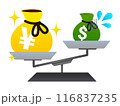 円高ドル安のイラスト 116837235
