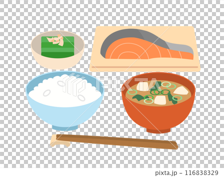 日本の朝食をイメージしたイラスト　お箸付きバージョン 116838329