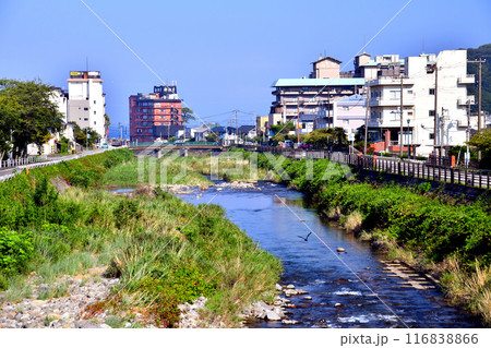 金山橋／土肥山川より下流／土肥温泉街方面を望む(静岡県伊豆市)【2024.7】 116838866