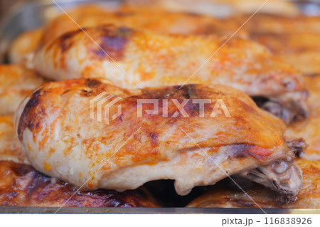 Roasted Chicken Legs with Crispy Skin Deliciously prepared and perfect for a family meal or special dinner Roasted Chicken Legs with Crispy Skin Deliciously prepared and perfect for a family meal or special dinner 116838926