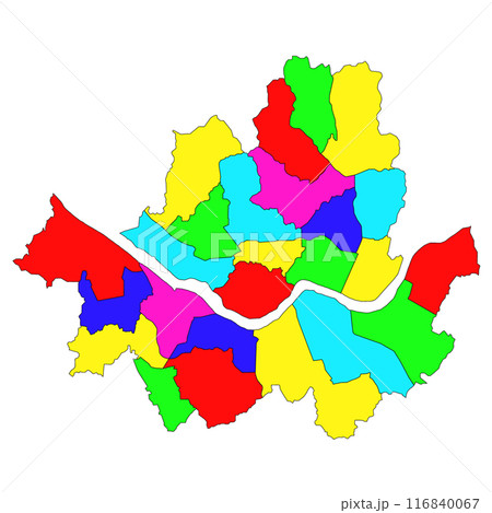color map of Seoul City gu or districts, administrative map of the South Korean Seoul City color map of Seoul City gu or districts, administrative map of the South Korean Seoul City 116840067