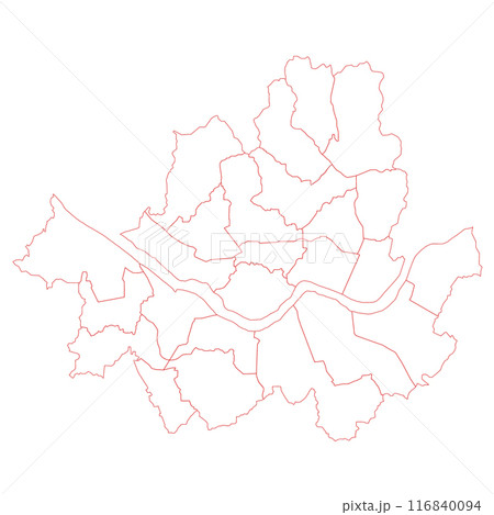 Seoul outline map. Seoul City gu or districts map, administrative map of the South Korean Seoul City 116840094
