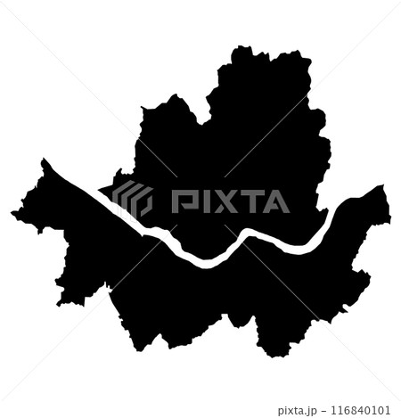 Seoul black map. administrative map of the South Korean Seoul City 116840101