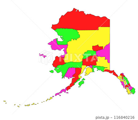 Alaska adminstrative map or Colored map of Alaska Alaska adminstrative map or Colored map of Alaska 116840216