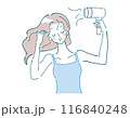 ドライヤーで髪を乾かす女性 116840248