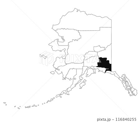 Map of copper borough in Alaska state on white background. single borough map highlighted by black colour on Alaska map. UNITED STATES, US 116840255