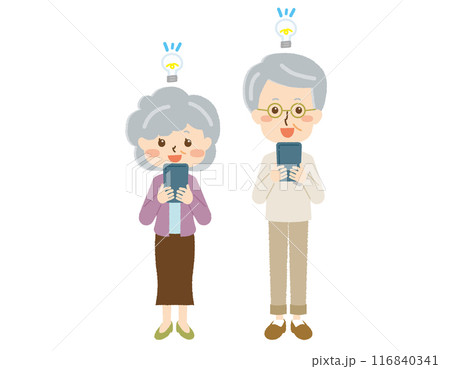 スマホを使うシニア夫婦のイラスト 116840341