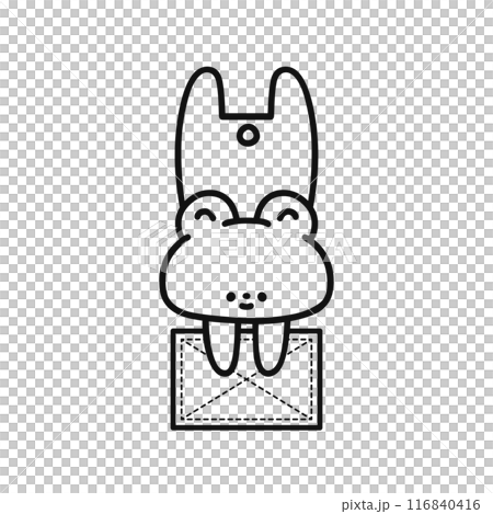 雑巾がけをする可愛いクマ・線画 116840416