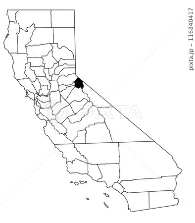Map of alpine County in California state on white background. single County map highlighted by black colour on California map. UNITED STATES, US 116840417
