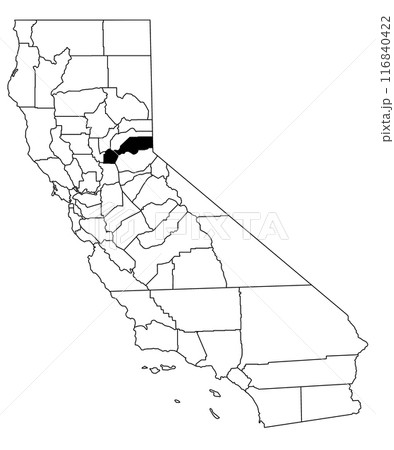 Map of placer County in California state on white background. single County map highlighted by black colour on California map. UNITED STATES, US 116840422