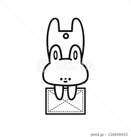 雑巾がけをする可愛いウサギ・線画 116840423