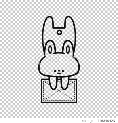 雑巾がけをする可愛いウサギ・線画 116840423