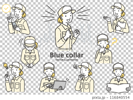 Illustration material set of female factory workers 116840554