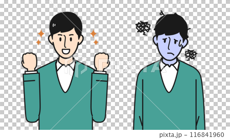 私服男性の絶好調/不調ポーズ 116841960