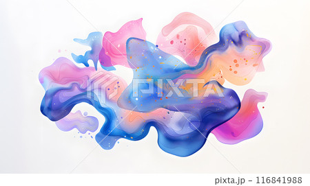 Step into the mesmerizing realm of abstract fluid art, featuring a calming blend of blue, pink, and purple hues that inspire a sense of tranquility and artistic expression 116841988