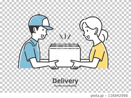 Male delivery man delivering Male delivery man delivering 116842098