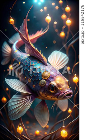 Vibrant Koi in a Glowing Pond 116842176
