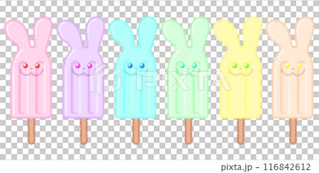 うさぎの形のアイスキャンディーイラスト【セット】 うさぎの形のアイスキャンディーイラスト【セット】 116842612