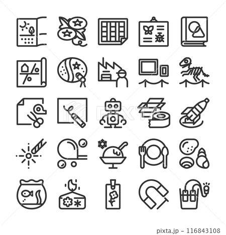 夏休みの宿題 自由研究 アイコン セット 夏休みの宿題 自由研究 アイコン セット 116843108