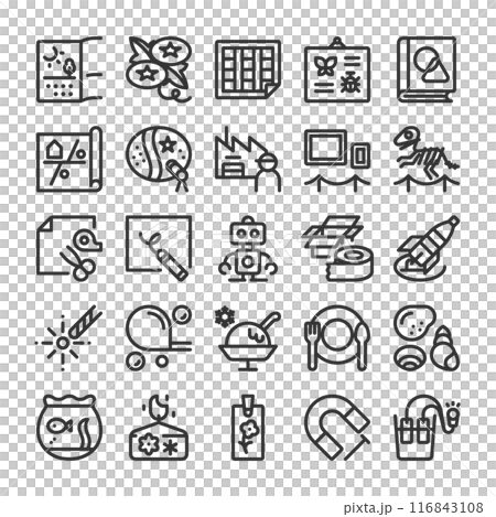 夏休みの宿題 自由研究 アイコン セット 夏休みの宿題 自由研究 アイコン セット 116843108