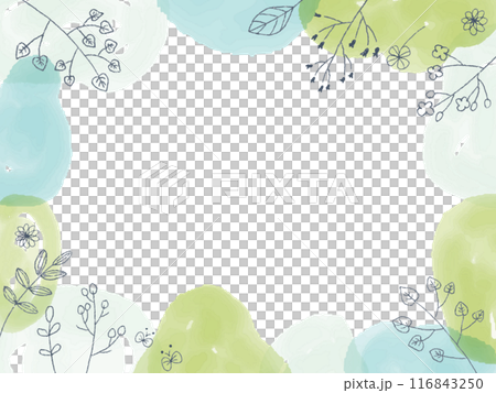 手描き爽やかな水彩と植物のフレーム 手描き爽やかな水彩と植物のフレーム 116843250